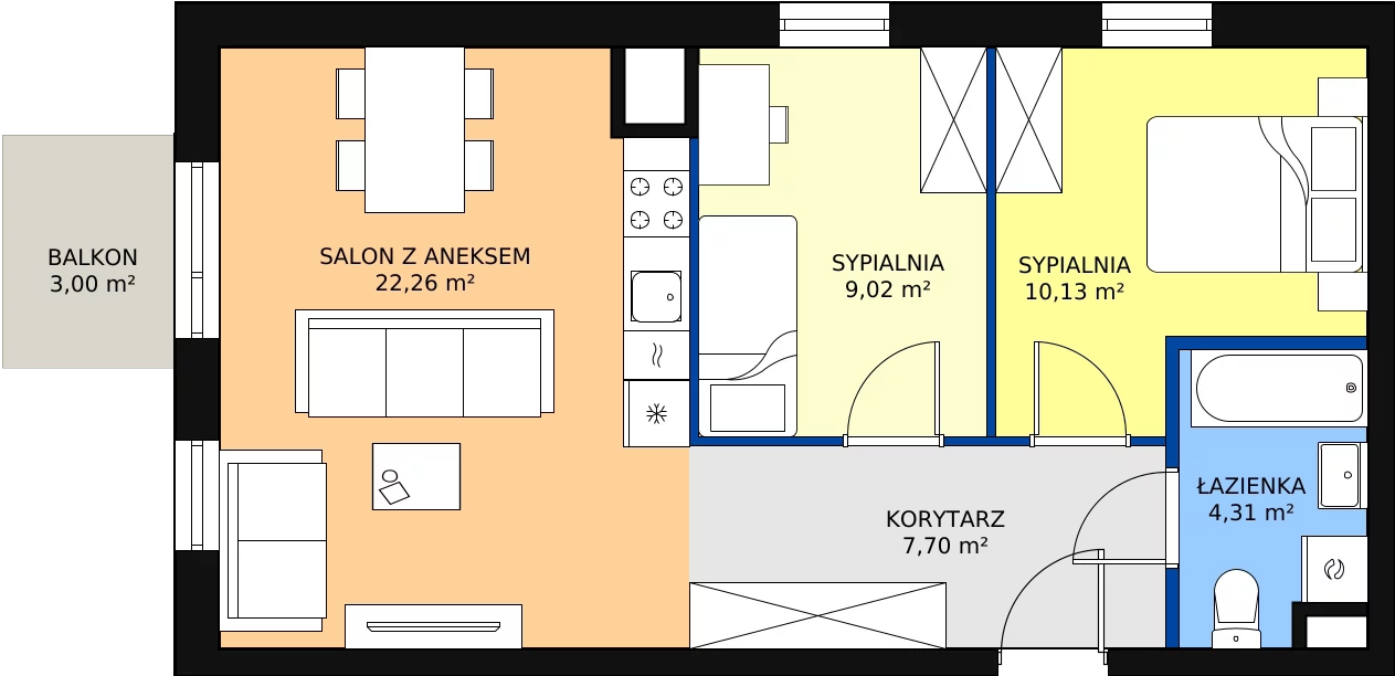 Zalety mieszkania 53.42 m², J1-31
