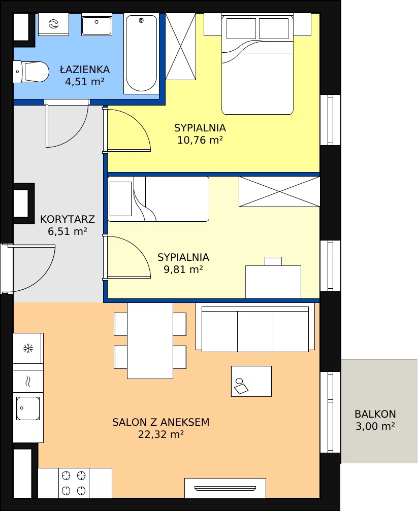 Zalety mieszkania 53.91 m², J1-45