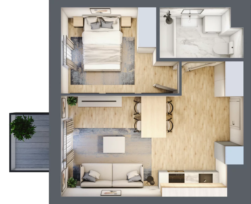 2 pokoje, mieszkanie 35,61 m², piętro 4, oferta nr J1-50, Park Leśny Rembertów - J1 J2, Warszawa, Rembertów, ul. Chełmżyńska