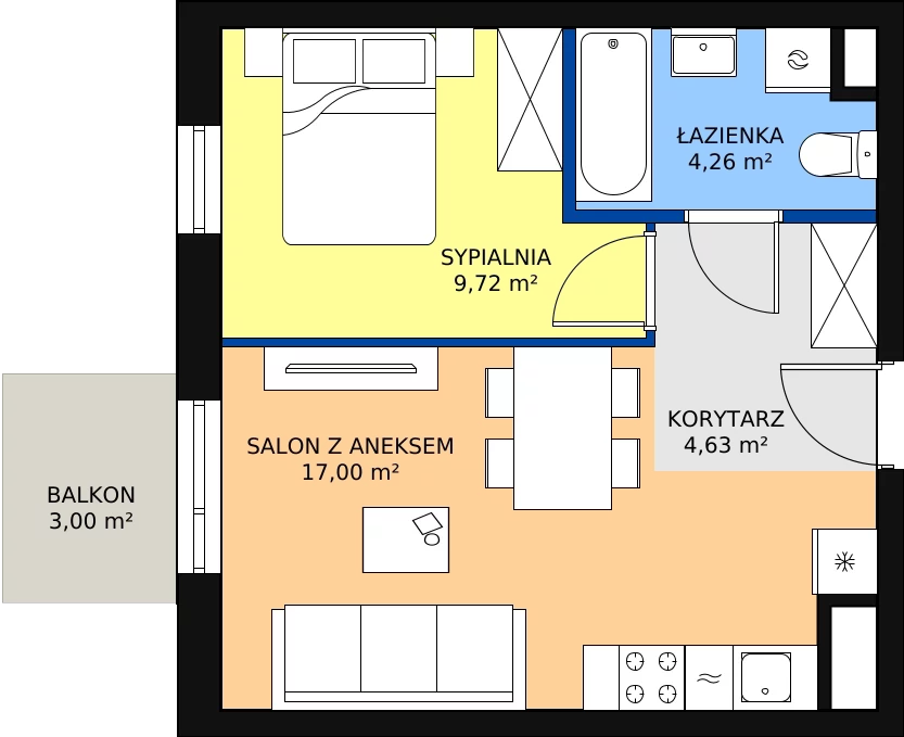 Zalety mieszkania 35.61 m², J1-51
