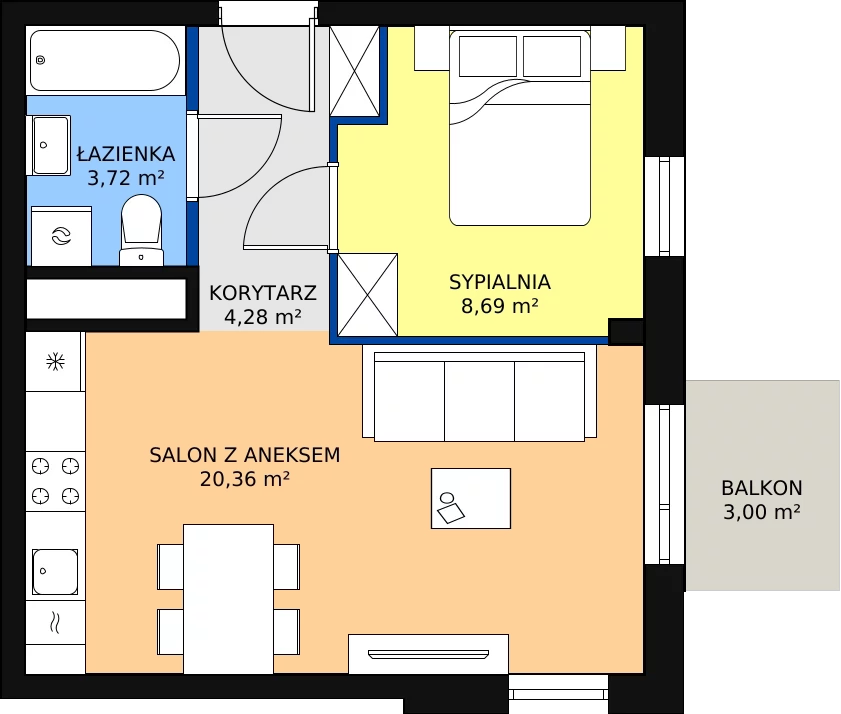 Zalety mieszkania 37.05 m², J1-66