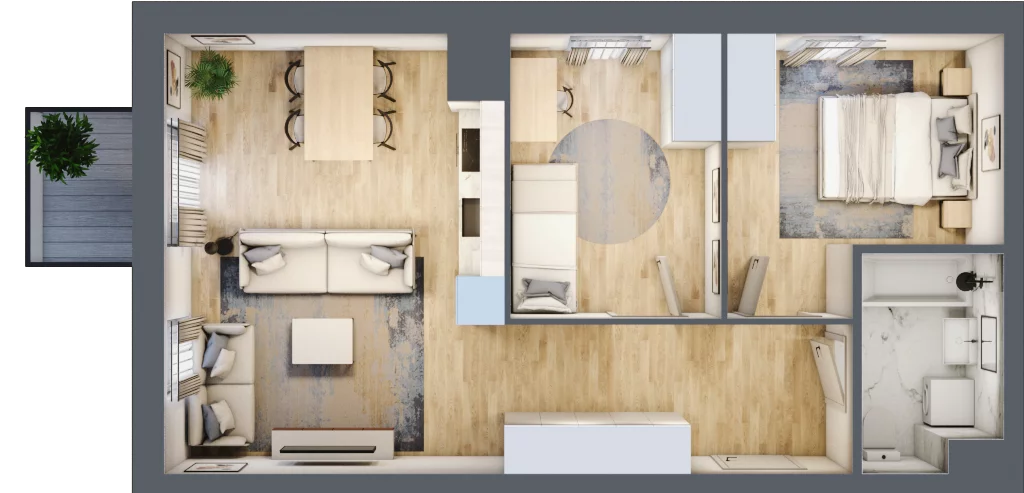 3 pokoje, mieszkanie 53,42 m², piętro 1, oferta nr J2-19, Park Leśny Rembertów - J1 J2, Warszawa, Rembertów, ul. Chełmżyńska