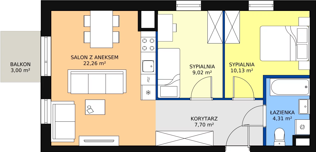 Zalety mieszkania 53.42 m², J2-29