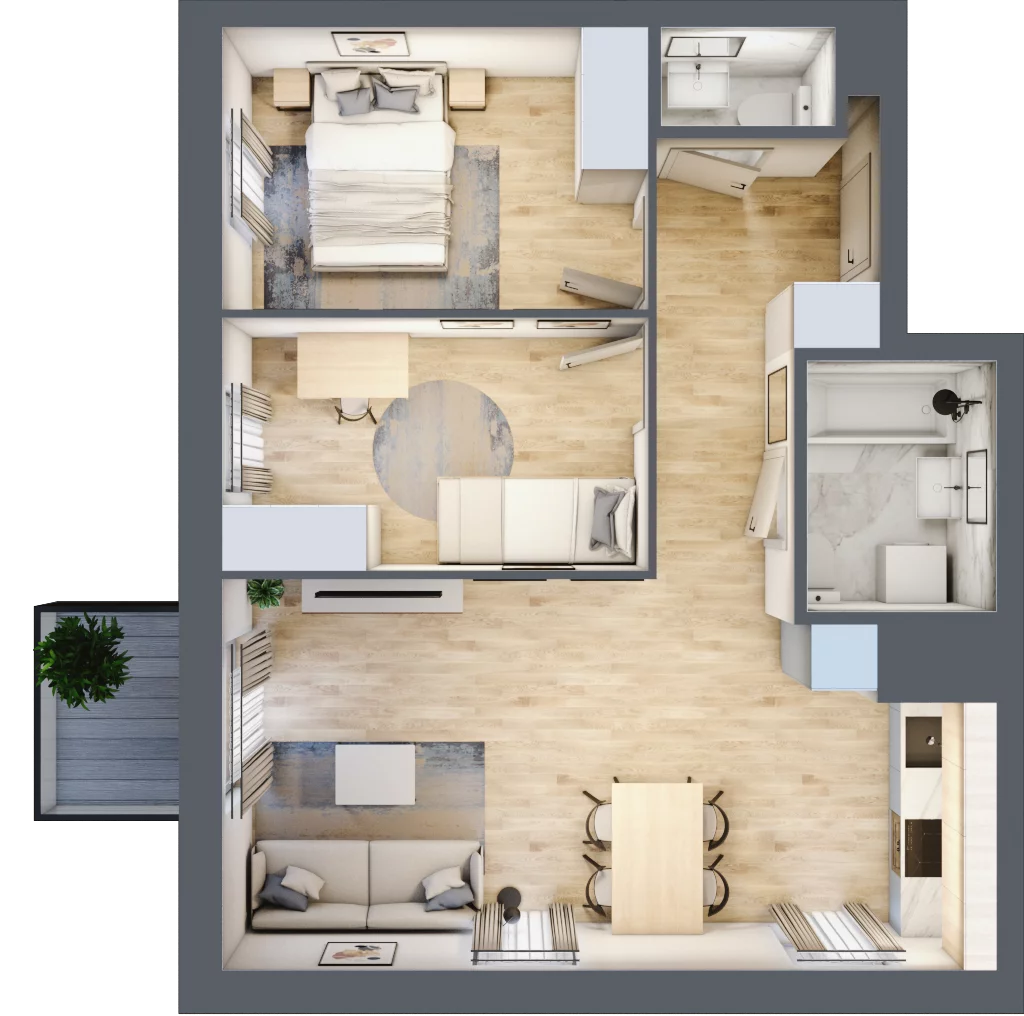 3 pokoje, mieszkanie 53,86 m², piętro 3, oferta nr J2-35, Park Leśny Rembertów - J1 J2, Warszawa, Rembertów, ul. Chełmżyńska