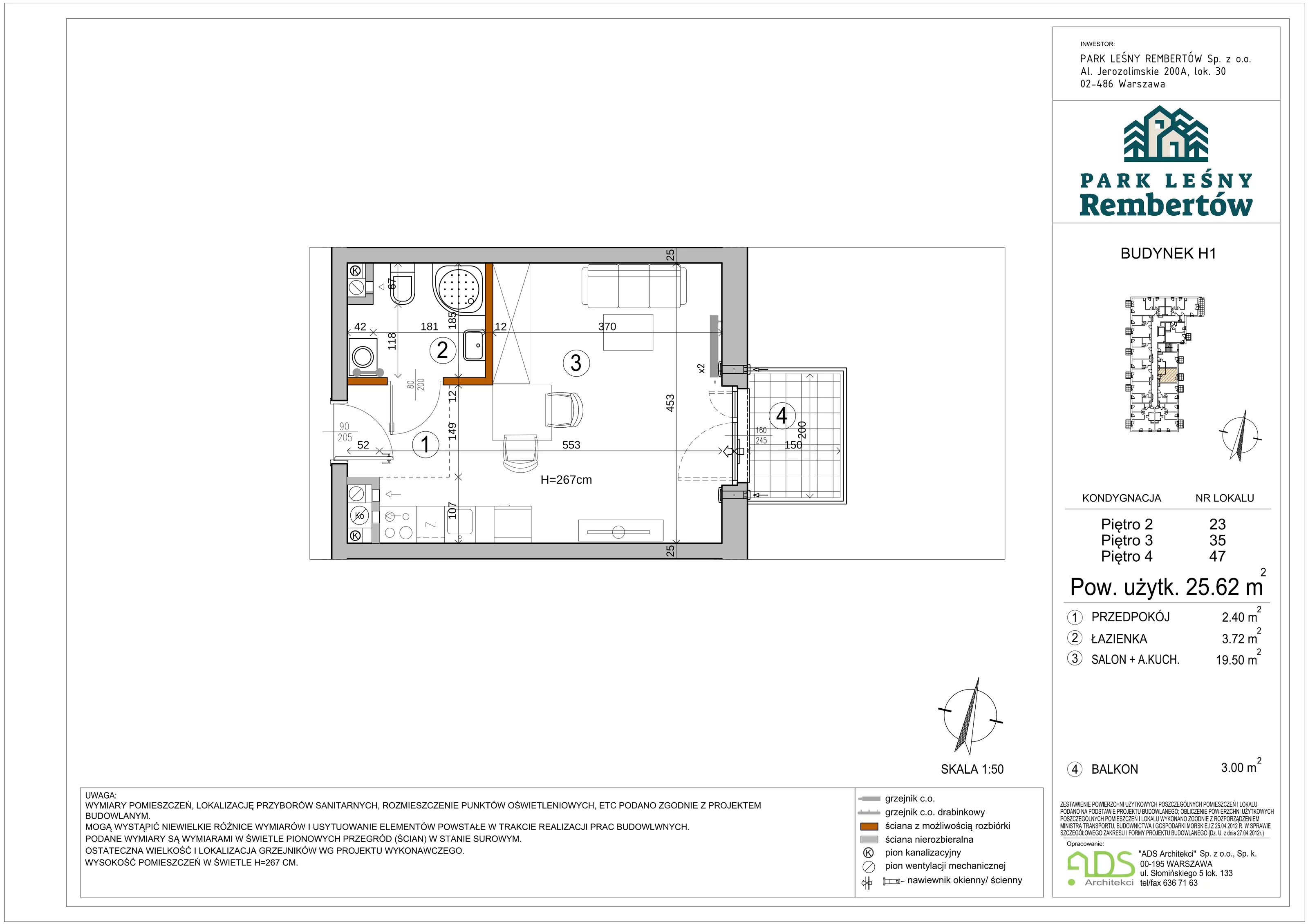 Mieszkanie 25,62 m², piętro 4, oferta nr H1-47, Park Leśny Rembertów, Warszawa, Rembertów, ul. Chełmżyńska