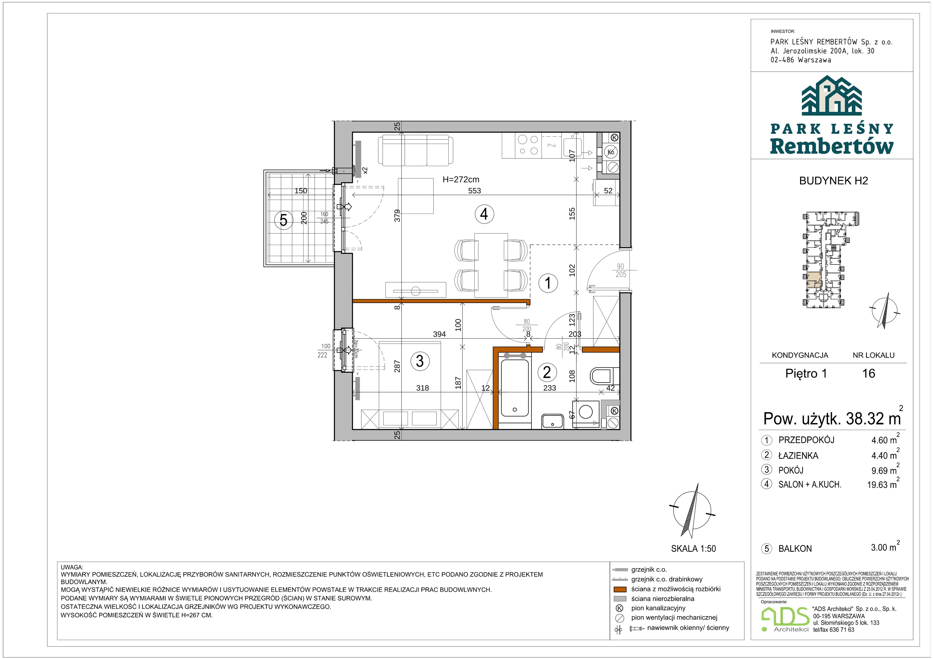 Mieszkanie 38,32 m², piętro 1, oferta nr H2-16, Park Leśny Rembertów, Warszawa, Rembertów, ul. Chełmżyńska