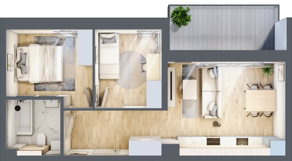 3 pokoje, mieszkanie 47,57 m², parter, oferta nr L06, Mickiewicza 21 Residence, Śrem, ul. Mickiewicza 21