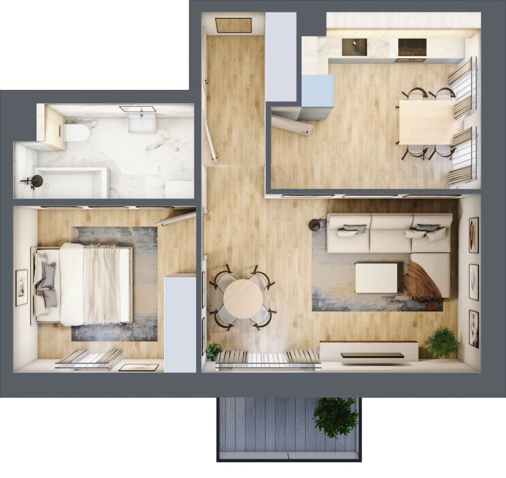 2 pokoje, mieszkanie 50,63 m², piętro 1, oferta nr L24, Mickiewicza 21 Residence, Śrem, ul. Mickiewicza 21