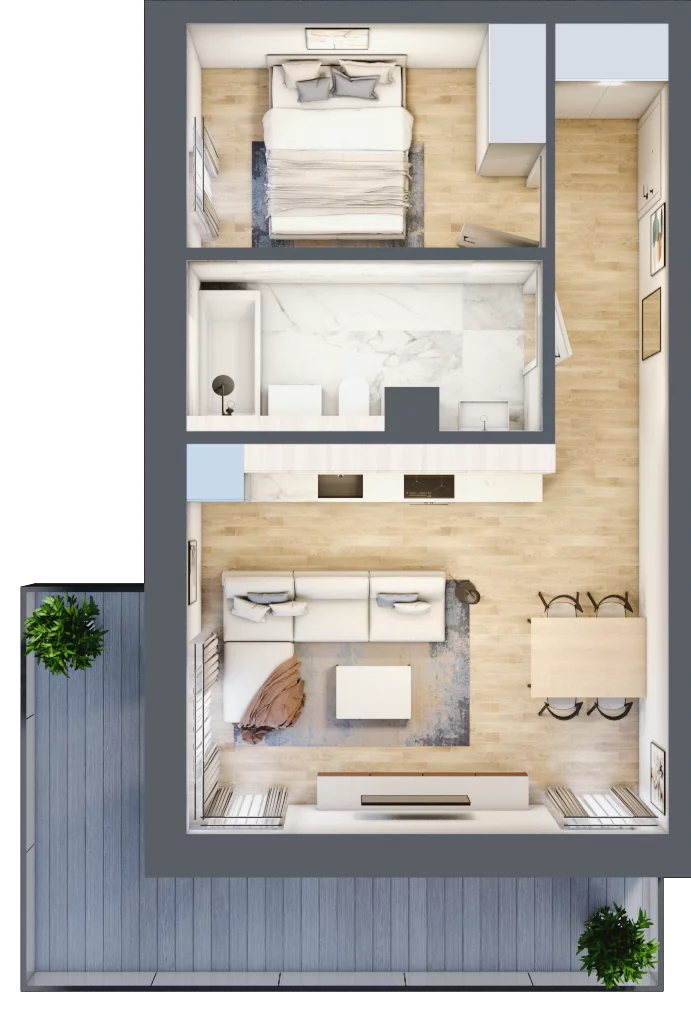 2 pokoje, mieszkanie 41,36 m², parter, oferta nr L02, Mickiewicza 21 Residence, Śrem, ul. Mickiewicza 21