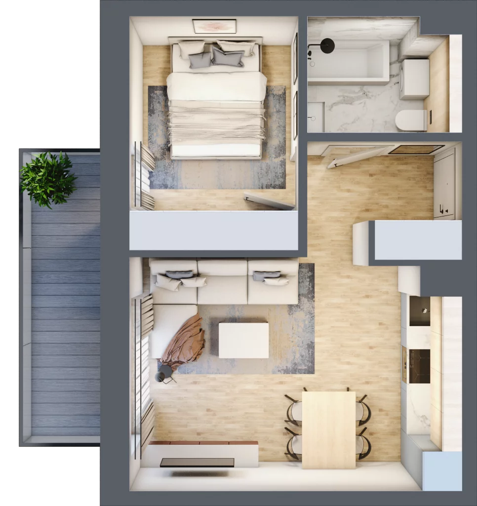 2 pokoje, mieszkanie 34,80 m², piętro 1, oferta nr L17, Mickiewicza 21 Residence, Śrem, ul. Mickiewicza 21