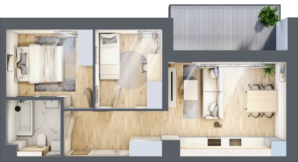 3 pokoje, mieszkanie 47,36 m², piętro 1, oferta nr L19, Mickiewicza 21 Residence, Śrem, ul. Mickiewicza 21