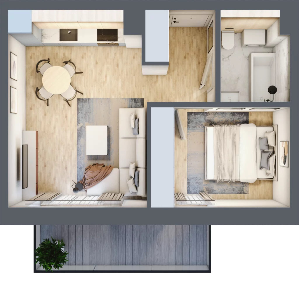 2 pokoje, mieszkanie 34,66 m², piętro 1, oferta nr L26, Mickiewicza 21 Residence, Śrem, ul. Mickiewicza 21