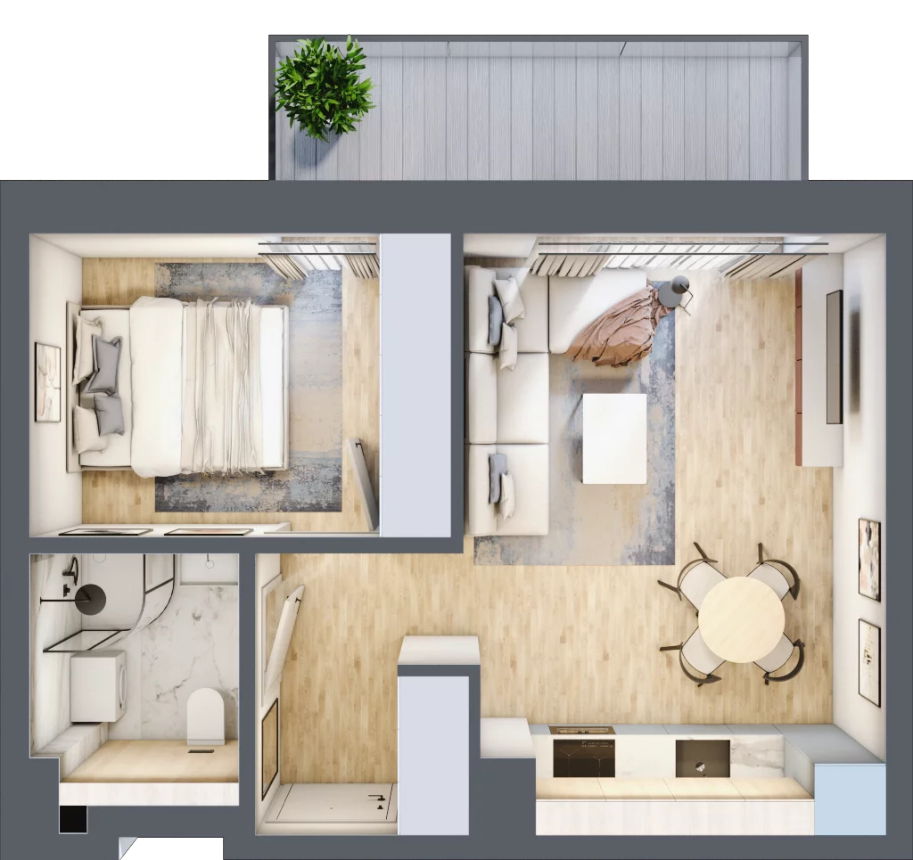 2 pokoje, mieszkanie 34,29 m², piętro 1, oferta nr L22, Mickiewicza 21 Residence, Śrem, ul. Mickiewicza 21