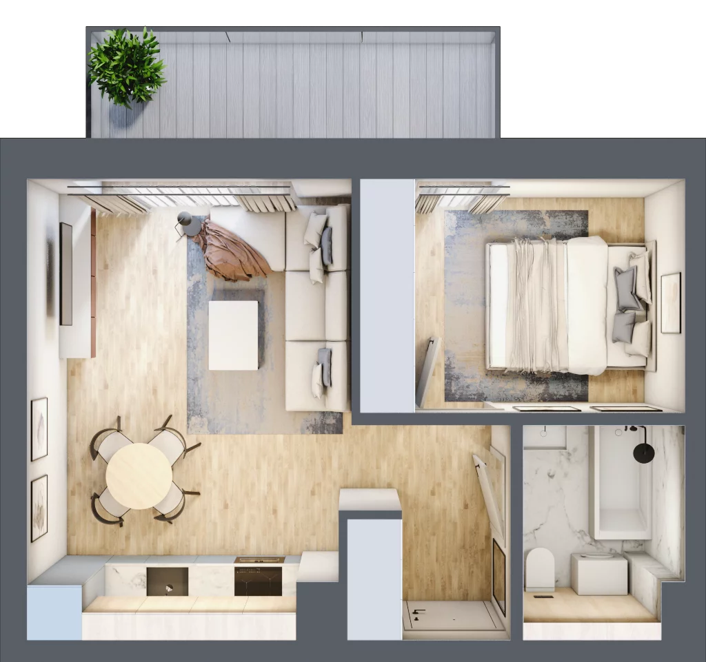 2 pokoje, mieszkanie 34,66 m², piętro 1, oferta nr L21, Mickiewicza 21 Residence, Śrem, ul. Mickiewicza 21