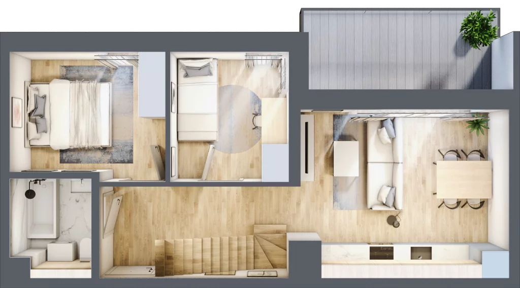 4 pokoje, mieszkanie 92,20 m², piętro 2, oferta nr L33, Mickiewicza 21 Residence, Śrem, ul. Mickiewicza 21