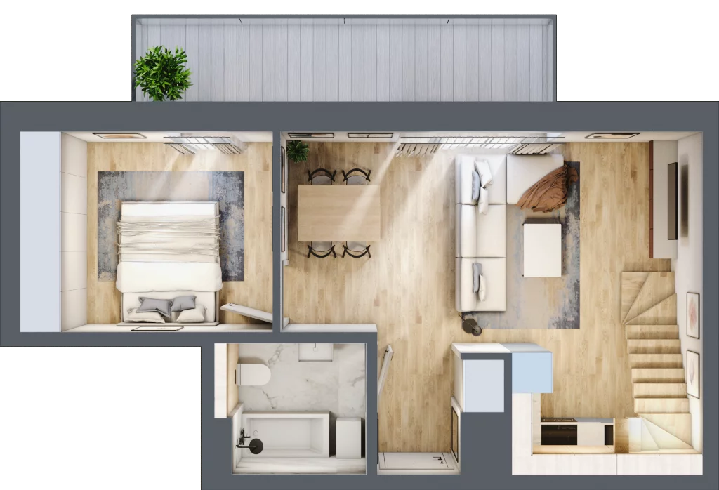 3 pokoje, mieszkanie 60,39 m², piętro 2, oferta nr L34, Mickiewicza 21 Residence, Śrem, ul. Mickiewicza 21