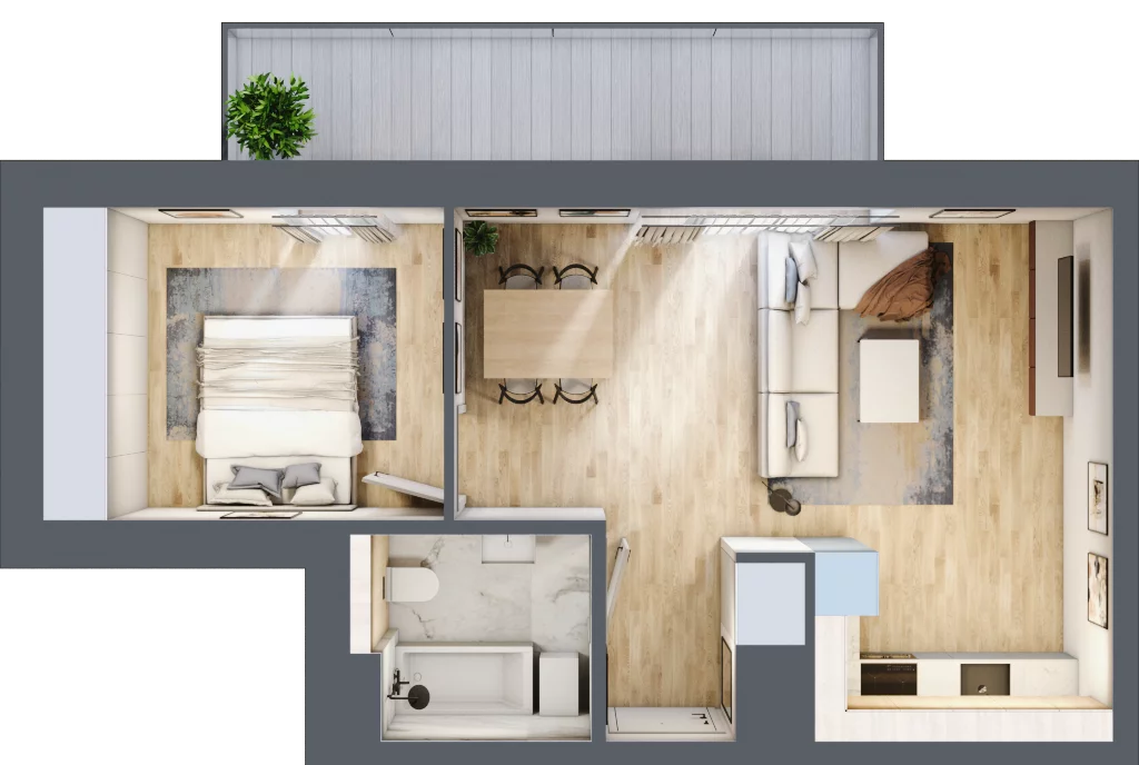 2 pokoje, mieszkanie 43,04 m², parter, oferta nr L07, Mickiewicza 21 Residence, Śrem, ul. Mickiewicza 21