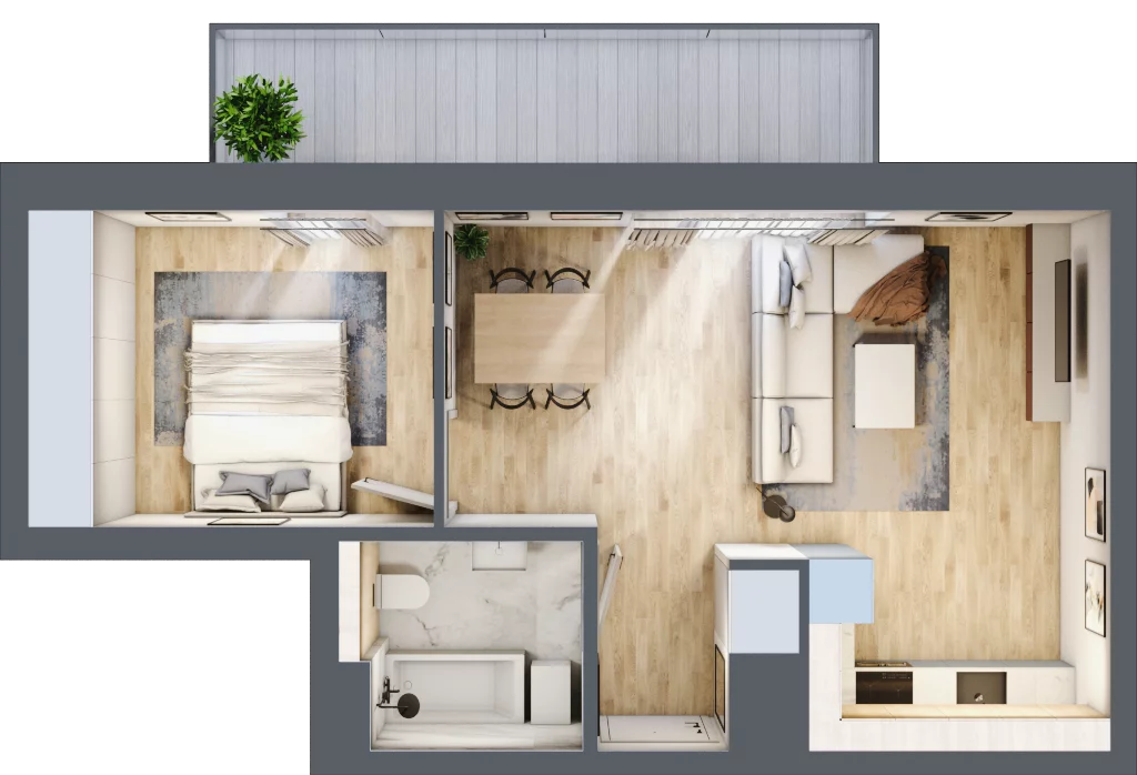 2 pokoje, mieszkanie 43,04 m², piętro 1, oferta nr L20, Mickiewicza 21 Residence, Śrem, ul. Mickiewicza 21