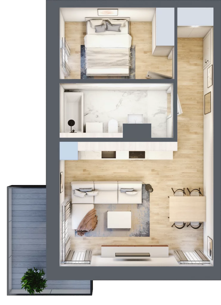 2 pokoje, mieszkanie 41,08 m², piętro 1, oferta nr L15, Mickiewicza 21 Residence, Śrem, ul. Mickiewicza 21