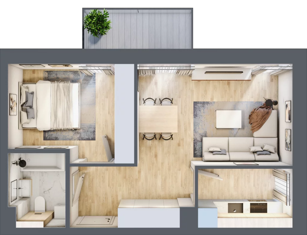 2 pokoje, mieszkanie 42,19 m², piętro 1, oferta nr L23, Mickiewicza 21 Residence, Śrem, ul. Mickiewicza 21