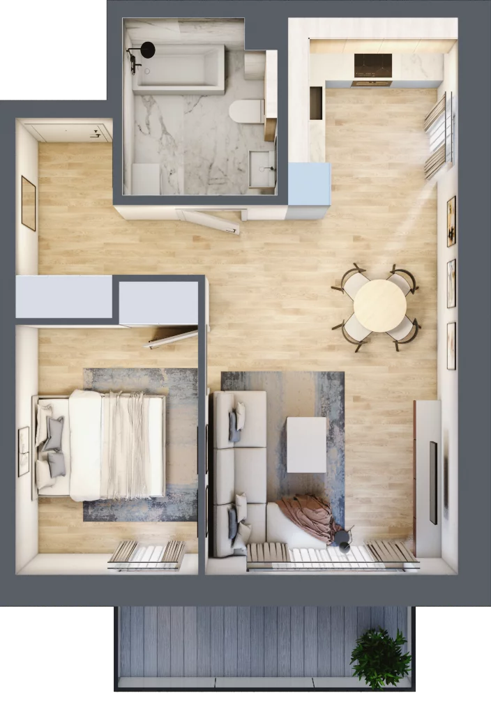 2 pokoje, mieszkanie 44,71 m², parter, oferta nr L01, Mickiewicza 21 Residence, Śrem, ul. Mickiewicza 21