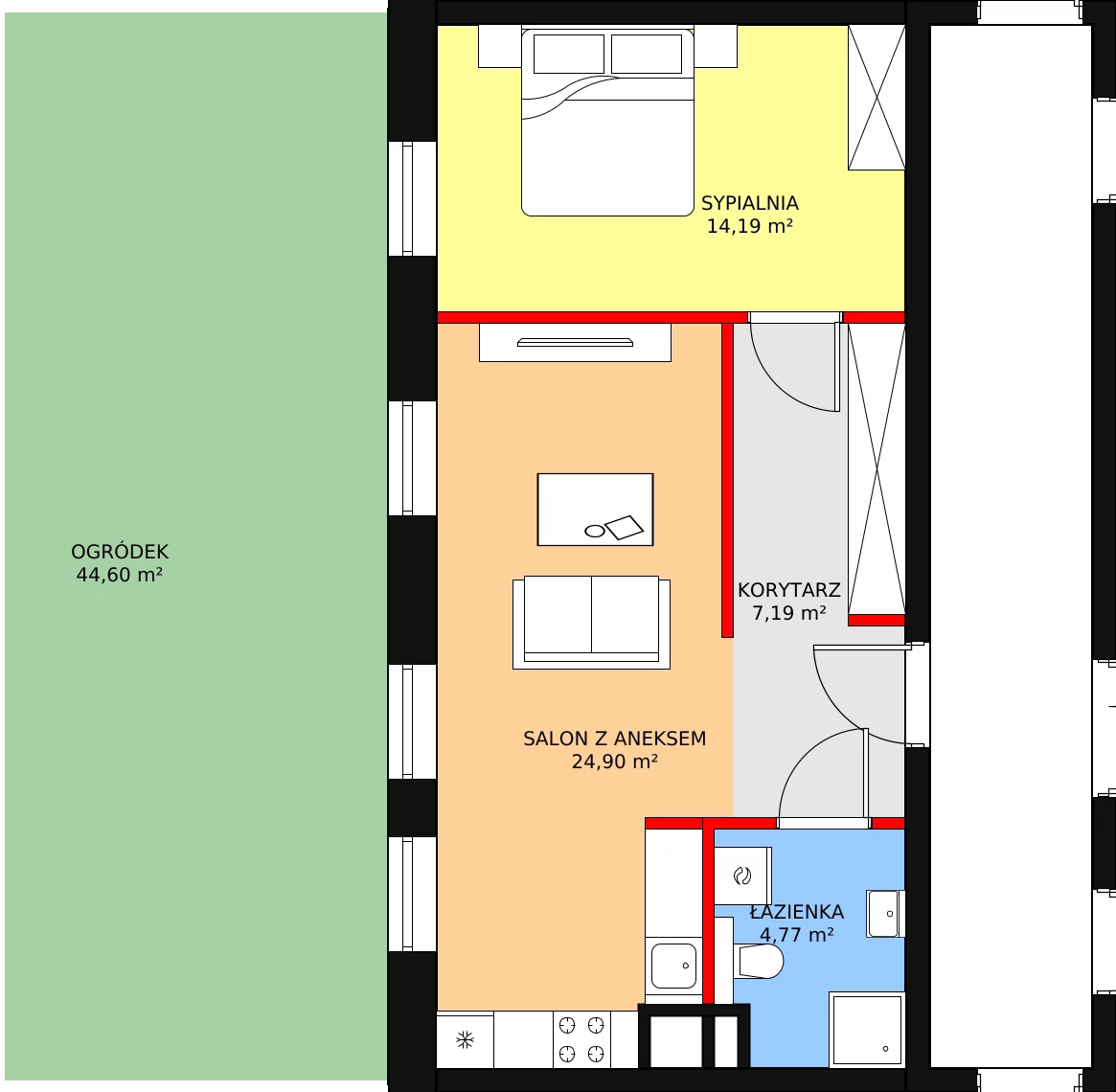 Mieszkanie 52,82 m², parter, oferta nr A0.3, Nowy Radzionków, Radzionków, ul. Gajdasa 6