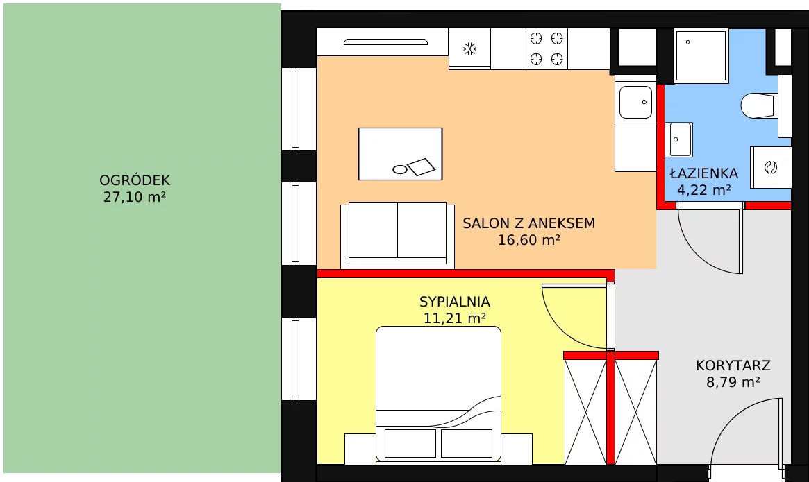 Mieszkanie 42,24 m², parter, oferta nr A0.4, Nowy Radzionków, Radzionków, ul. Gajdasa 6