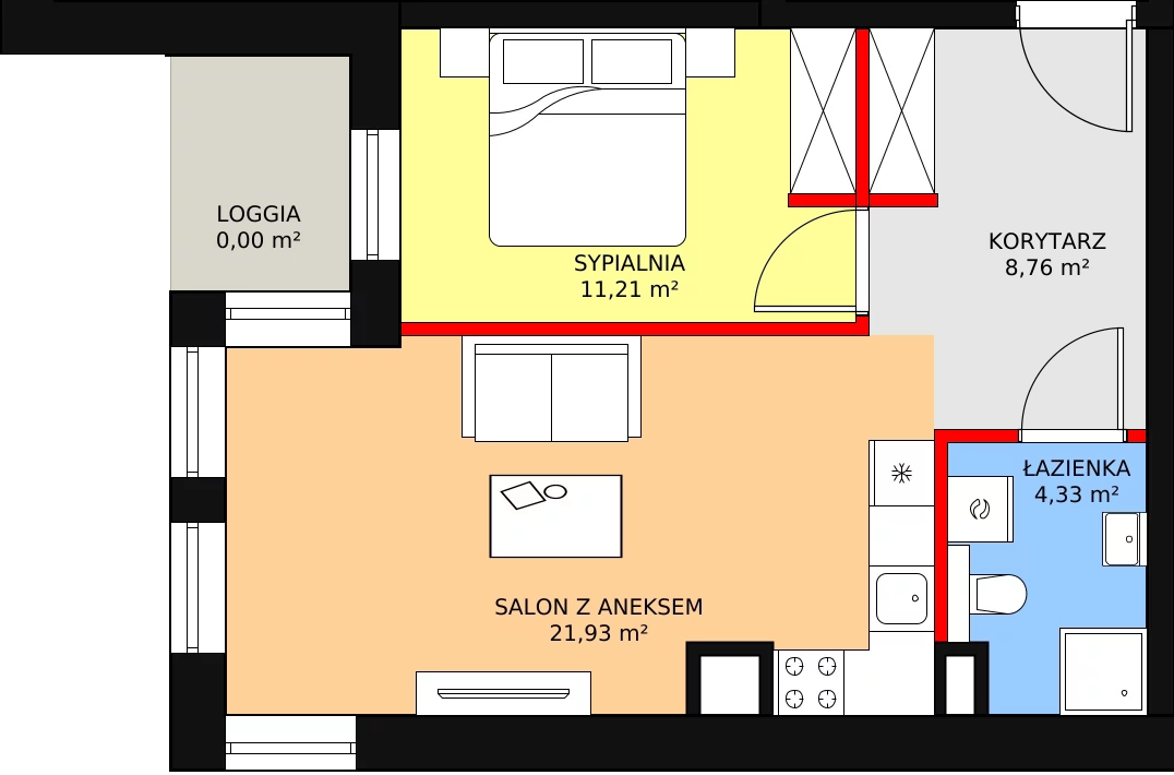 Mieszkanie 47,67 m², piętro 1, oferta nr A1.2, Nowy Radzionków, Radzionków, ul. Gajdasa 6