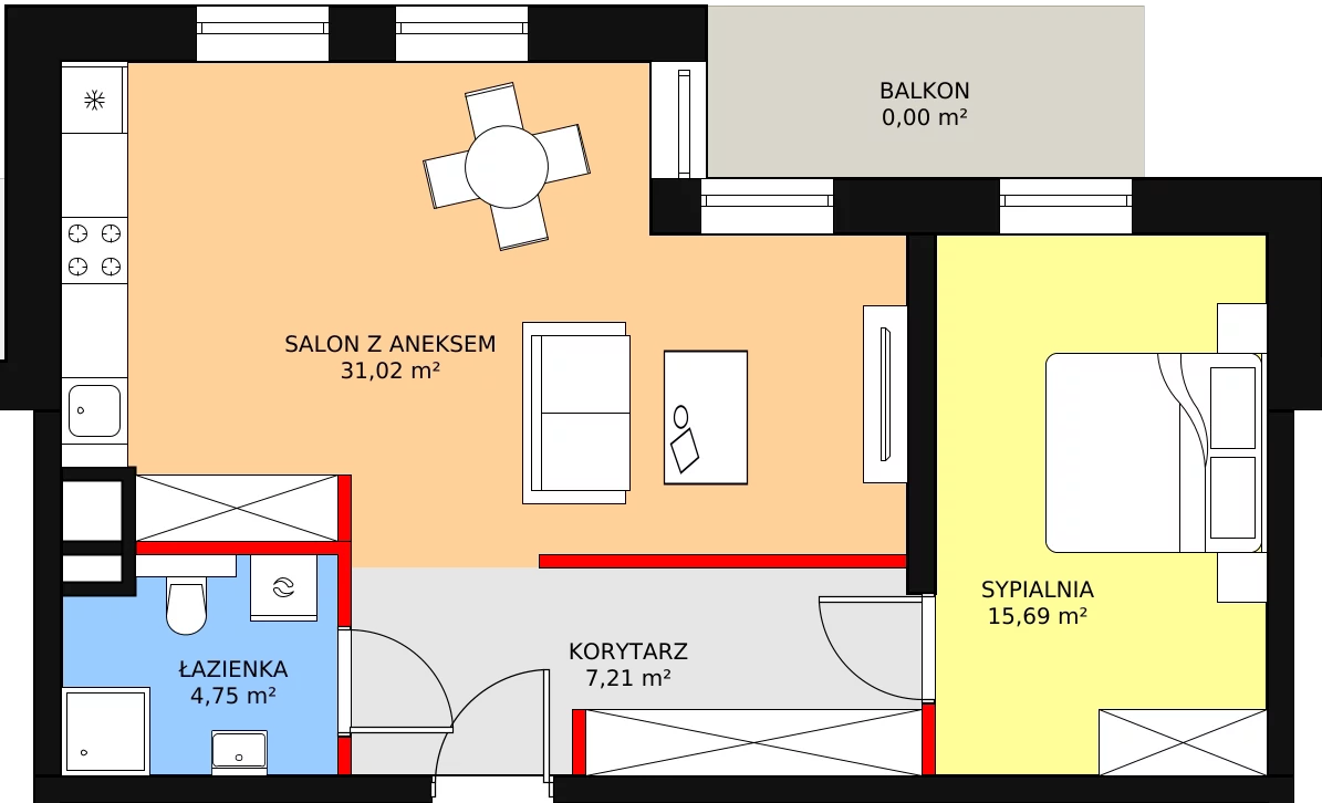 Mieszkanie 60,44 m², piętro 1, oferta nr A1.3, Nowy Radzionków, Radzionków, ul. Gajdasa 6