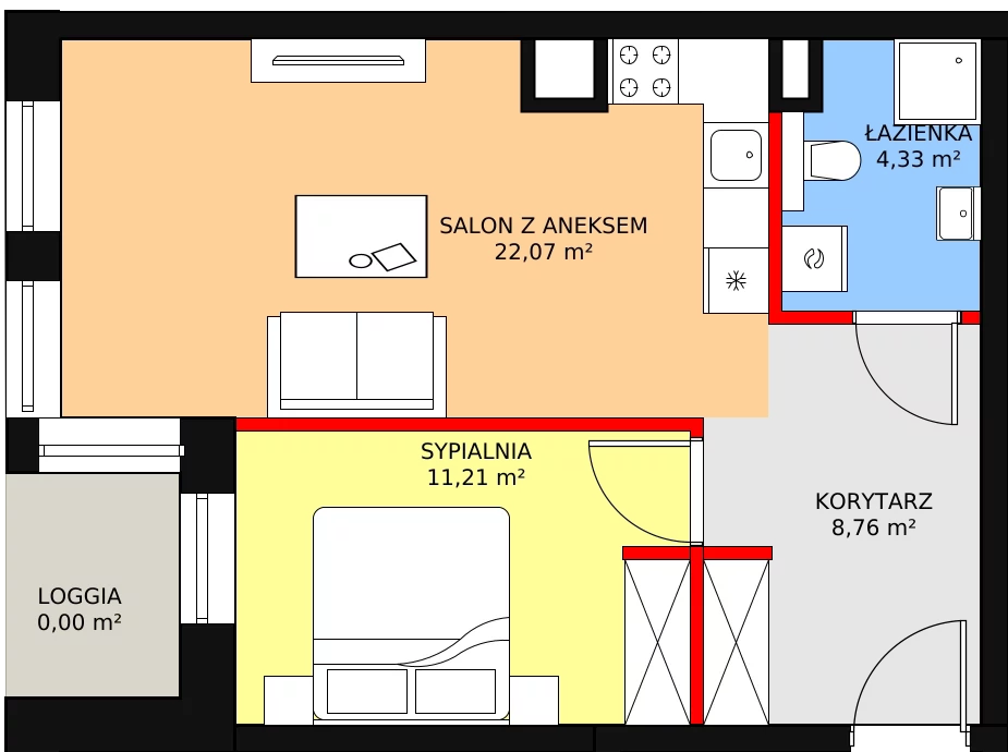 Mieszkanie 47,81 m², piętro 2, oferta nr A2.4, Nowy Radzionków, Radzionków, ul. Gajdasa 6