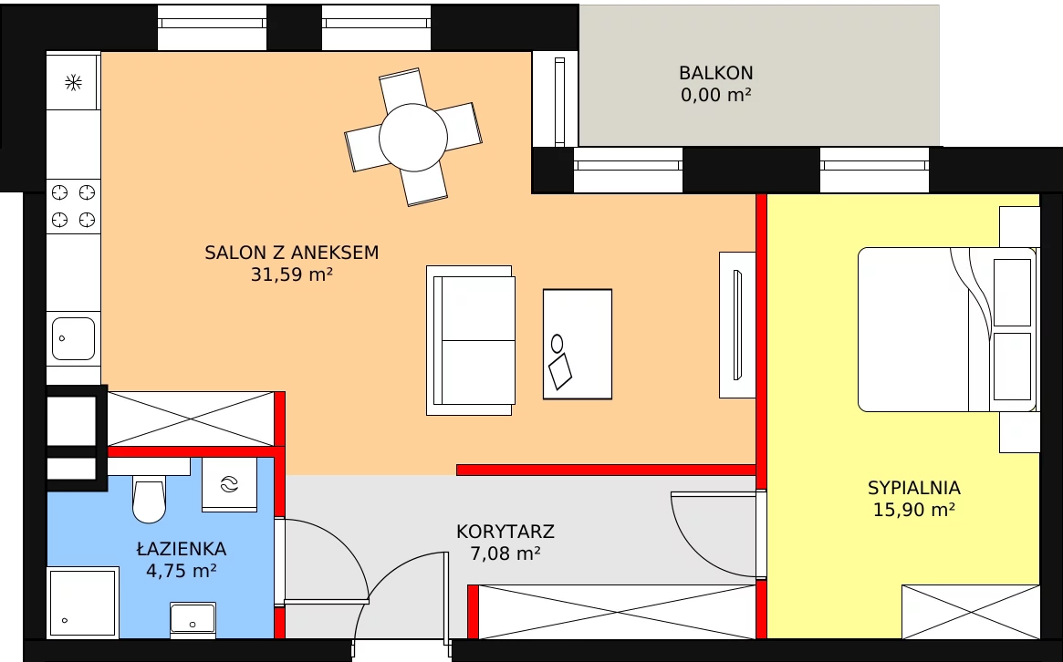 Mieszkanie 61,09 m², piętro 3, oferta nr A3.3, Nowy Radzionków, Radzionków, ul. Gajdasa 6