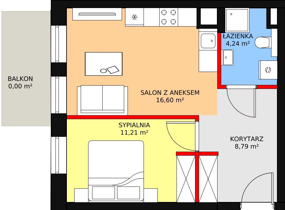 Mieszkanie 42,27 m², piętro 3, oferta nr A3.4, Nowy Radzionków, Radzionków, ul. Gajdasa 6