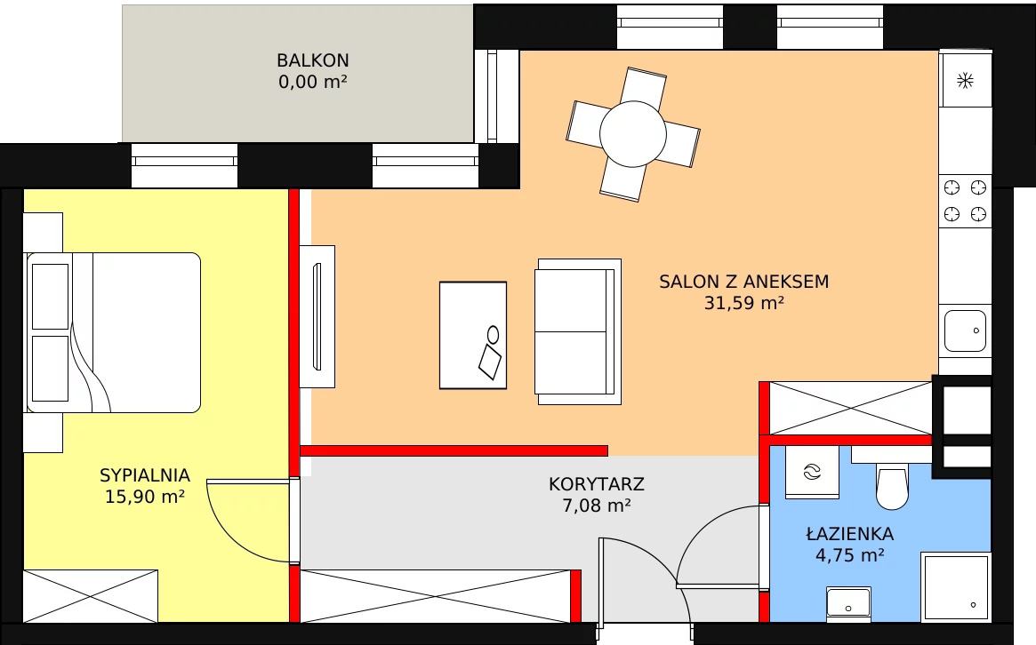 Mieszkanie 61,09 m², piętro 3, oferta nr B3.3, Nowy Radzionków, Radzionków, ul. Gajdasa 6