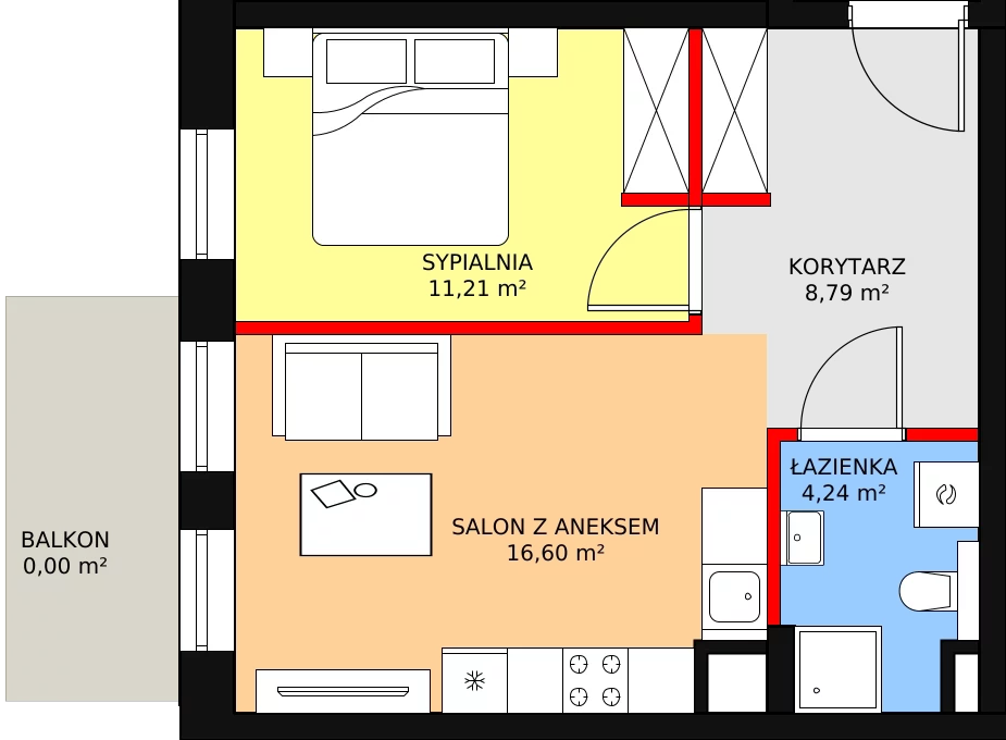 Mieszkanie 42,27 m², piętro 3, oferta nr B3.4, Nowy Radzionków, Radzionków, ul. Gajdasa 6