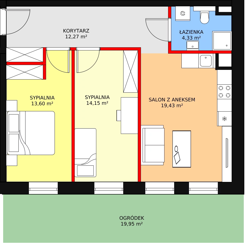 3 pokoje, mieszkanie 66,30 m², parter, oferta nr C0.4, Nowy Radzionków, Radzionków, ul. Gajdasa 6