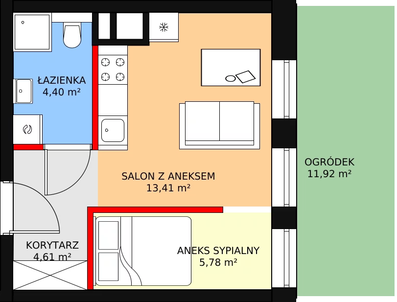 Mieszkanie 29,28 m², parter, oferta nr C0.6, Nowy Radzionków, Radzionków, ul. Gajdasa 6