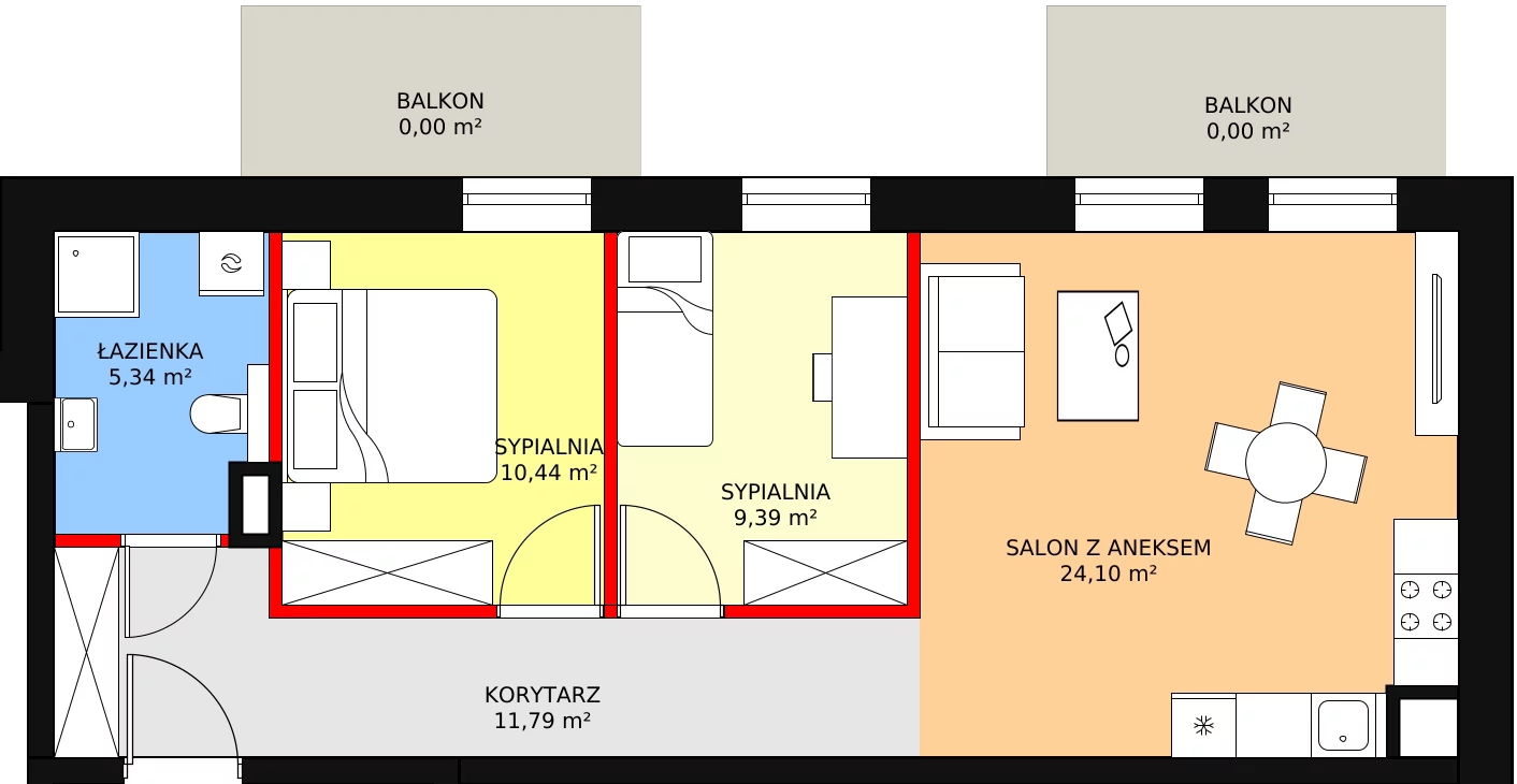 3 pokoje, mieszkanie 63,28 m², piętro 1, oferta nr C1.3, Nowy Radzionków, Radzionków, ul. Gajdasa 6