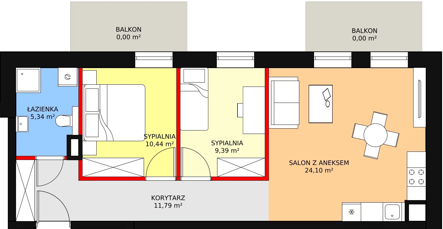 3 pokoje, mieszkanie 63,28 m², piętro 2, oferta nr C2.3, Nowy Radzionków, Radzionków, ul. Gajdasa 6