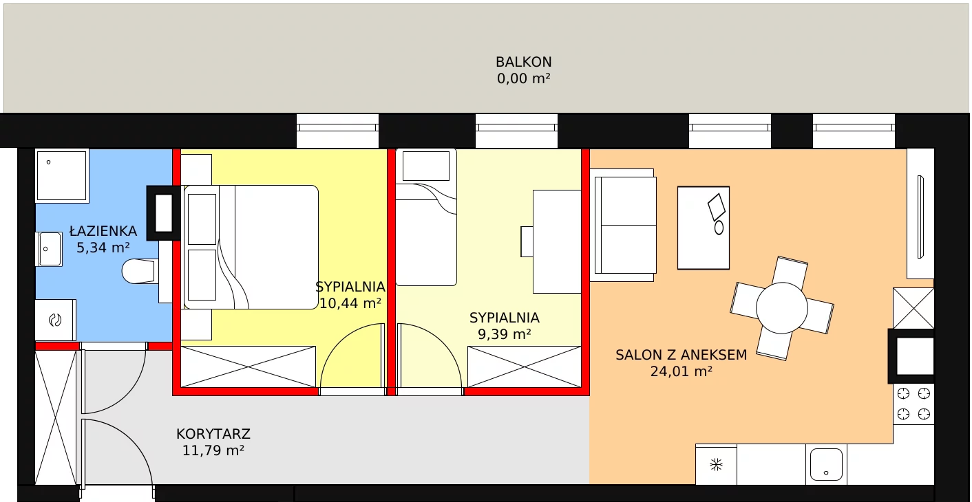 3 pokoje, mieszkanie 63,13 m², piętro 3, oferta nr C3.3, Nowy Radzionków, Radzionków, ul. Gajdasa 6