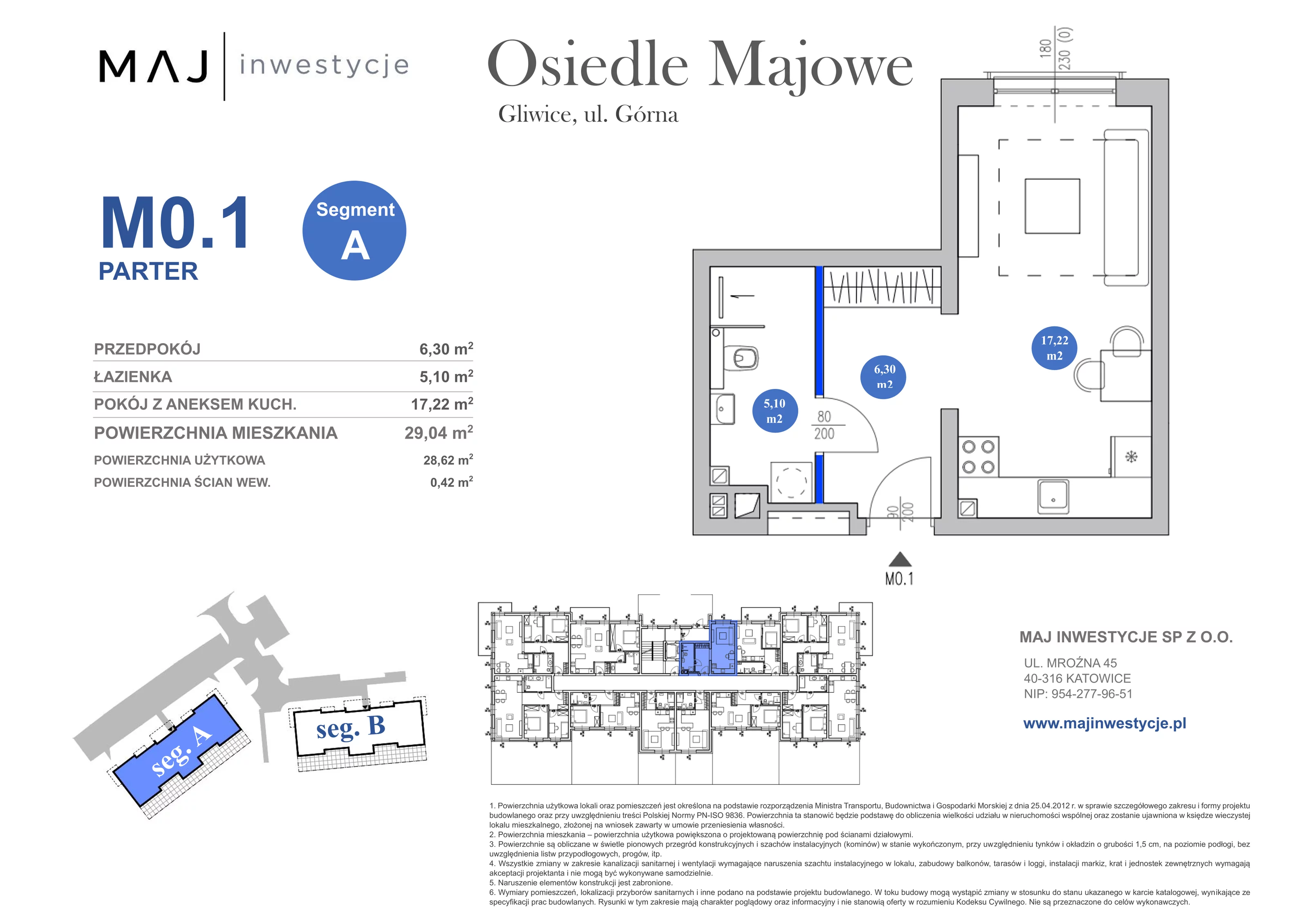 1 pokój, mieszkanie 29,04 m², parter, oferta nr A0.1, Osiedle Majowe 2.0, Gliwice, Ligota Zabrska, ul. Górna 28C