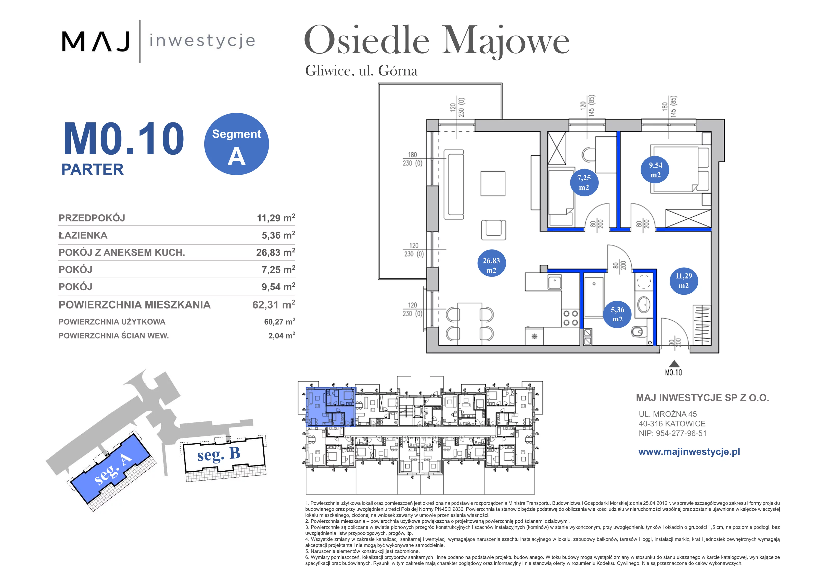 3 pokoje, mieszkanie 62,31 m², parter, oferta nr A0.10, Osiedle Majowe 2.0, Gliwice, Ligota Zabrska, ul. Górna 28C