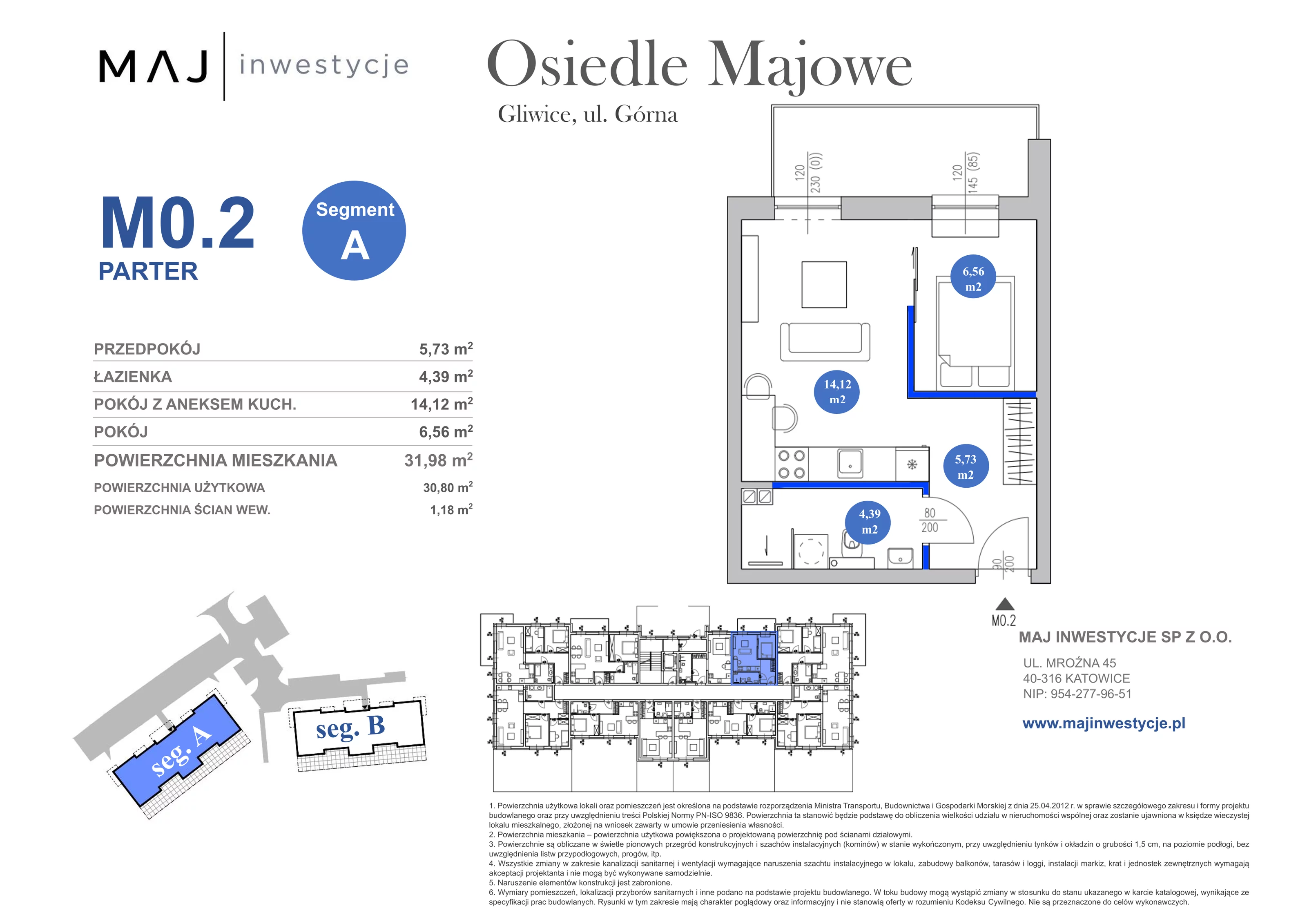 2 pokoje, mieszkanie 31,98 m², parter, oferta nr A0.2, Osiedle Majowe 2.0, Gliwice, Ligota Zabrska, ul. Górna 28C