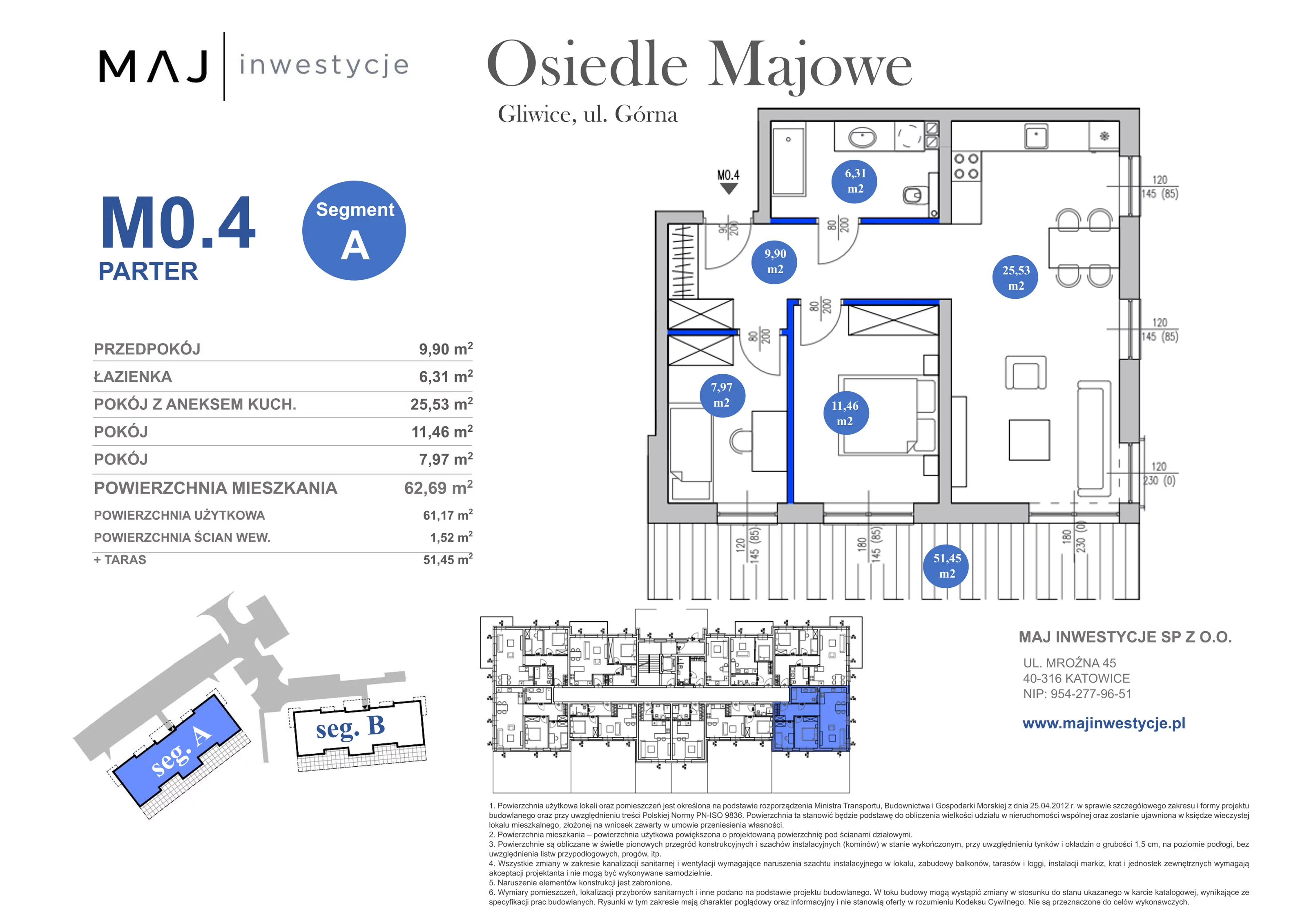 3 pokoje, mieszkanie 62,69 m², parter, oferta nr A0.4, Osiedle Majowe 2.0, Gliwice, Ligota Zabrska, ul. Górna 28C