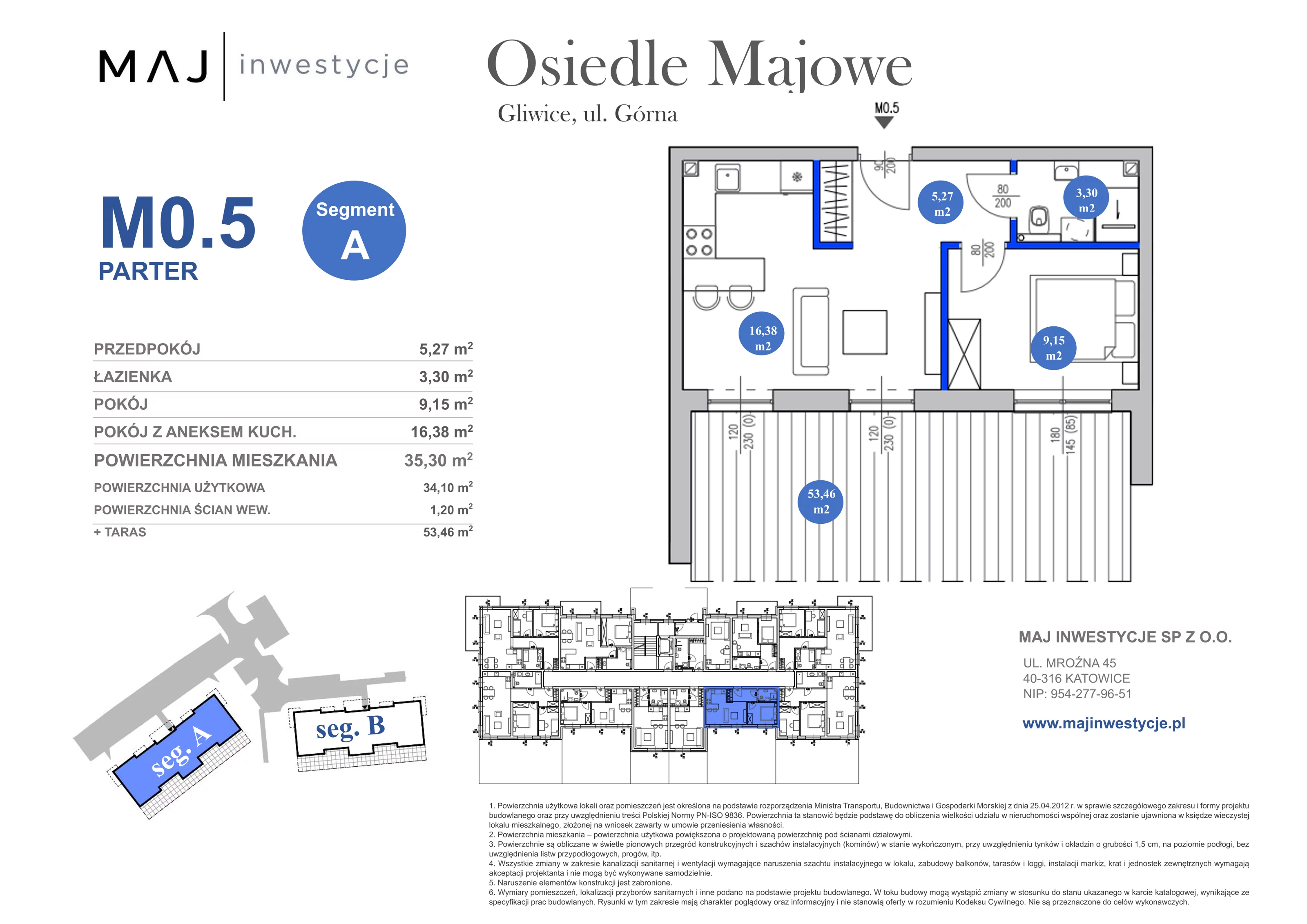 2 pokoje, mieszkanie 35,30 m², parter, oferta nr A0.5, Osiedle Majowe 2.0, Gliwice, Ligota Zabrska, ul. Górna 28C