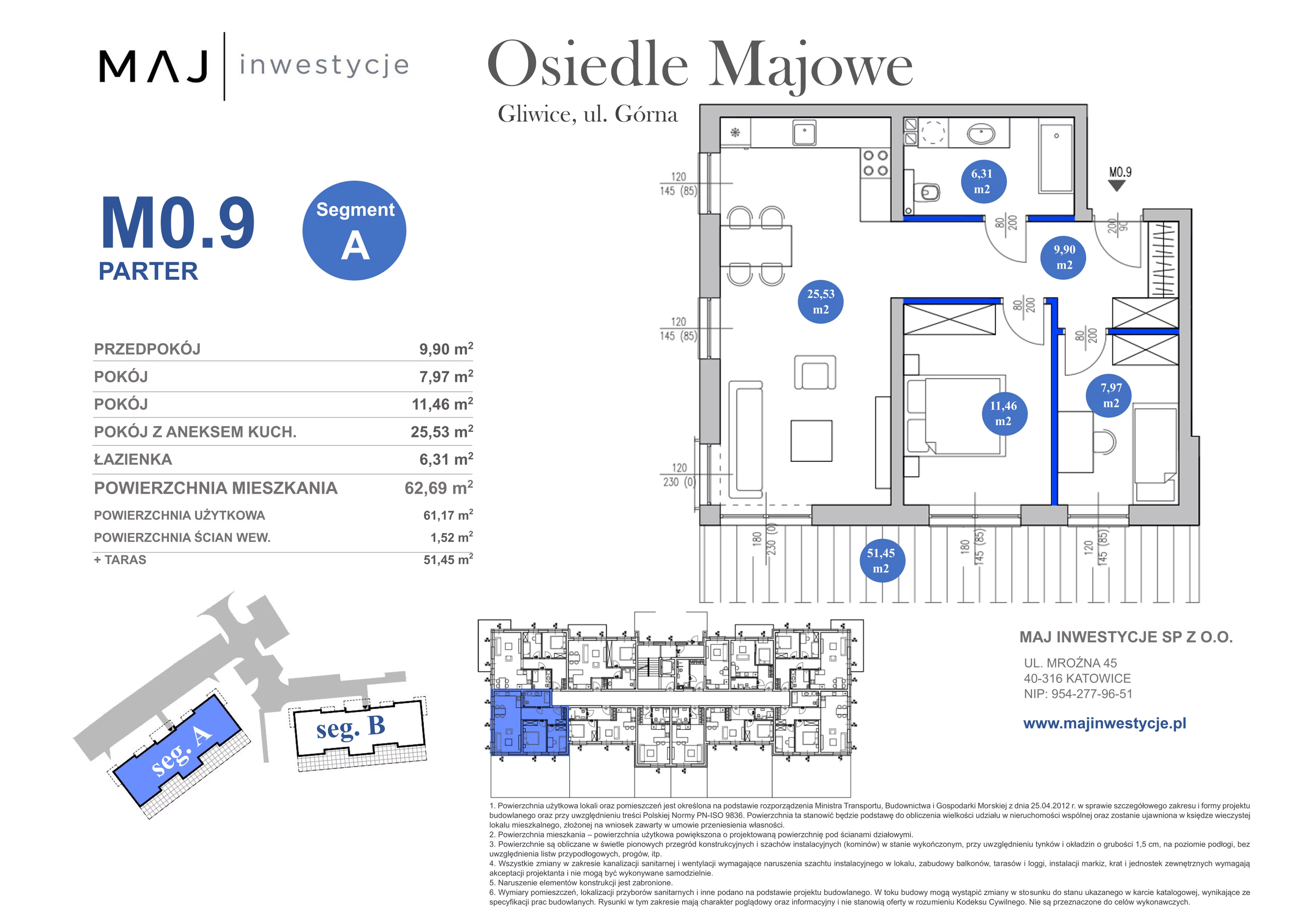 3 pokoje, mieszkanie 62,69 m², parter, oferta nr A0.9, Osiedle Majowe 2.0, Gliwice, Ligota Zabrska, ul. Górna 28C