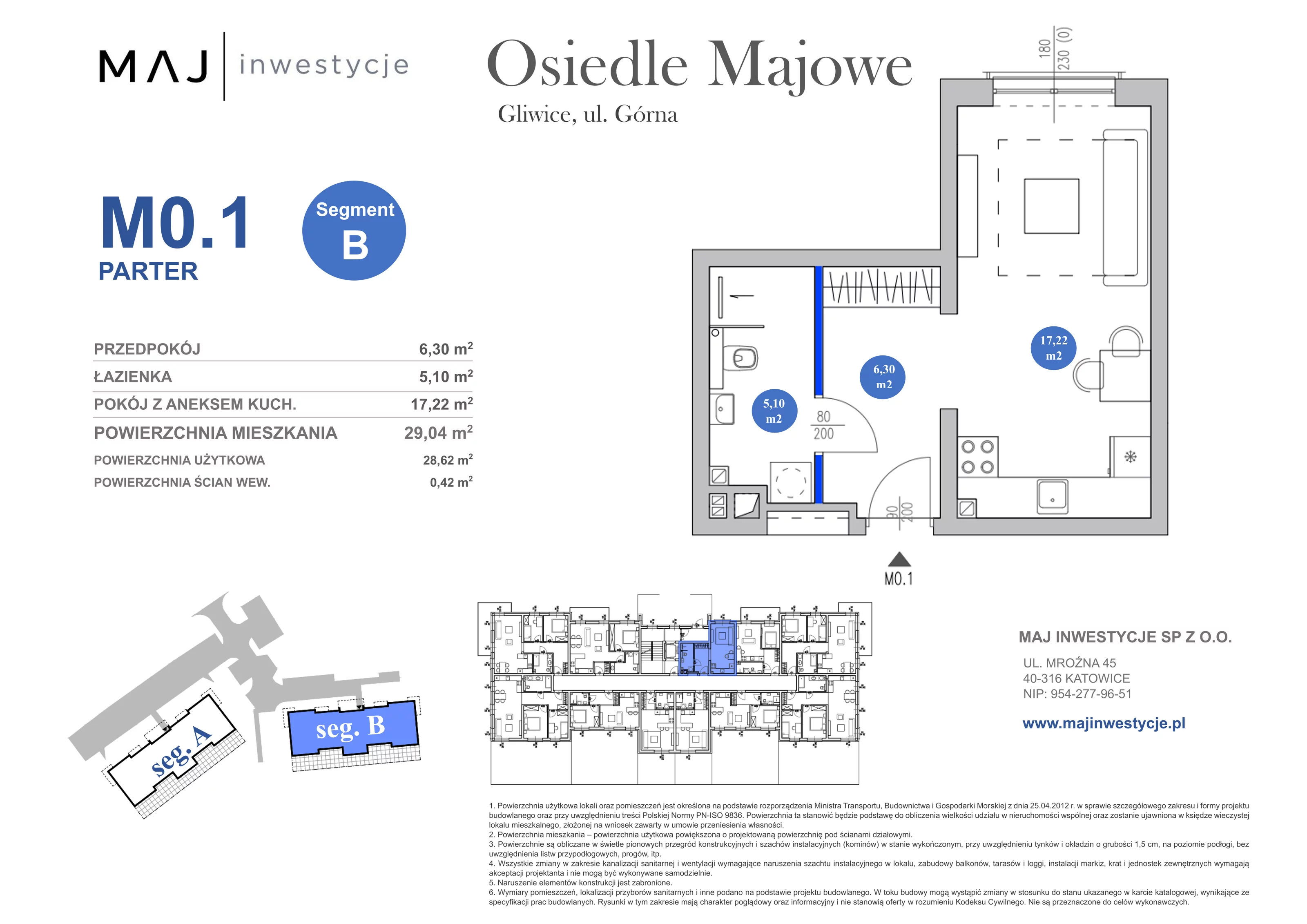 1 pokój, mieszkanie 29,04 m², parter, oferta nr B0.1, Osiedle Majowe 2.0, Gliwice, Ligota Zabrska, ul. Górna 28C
