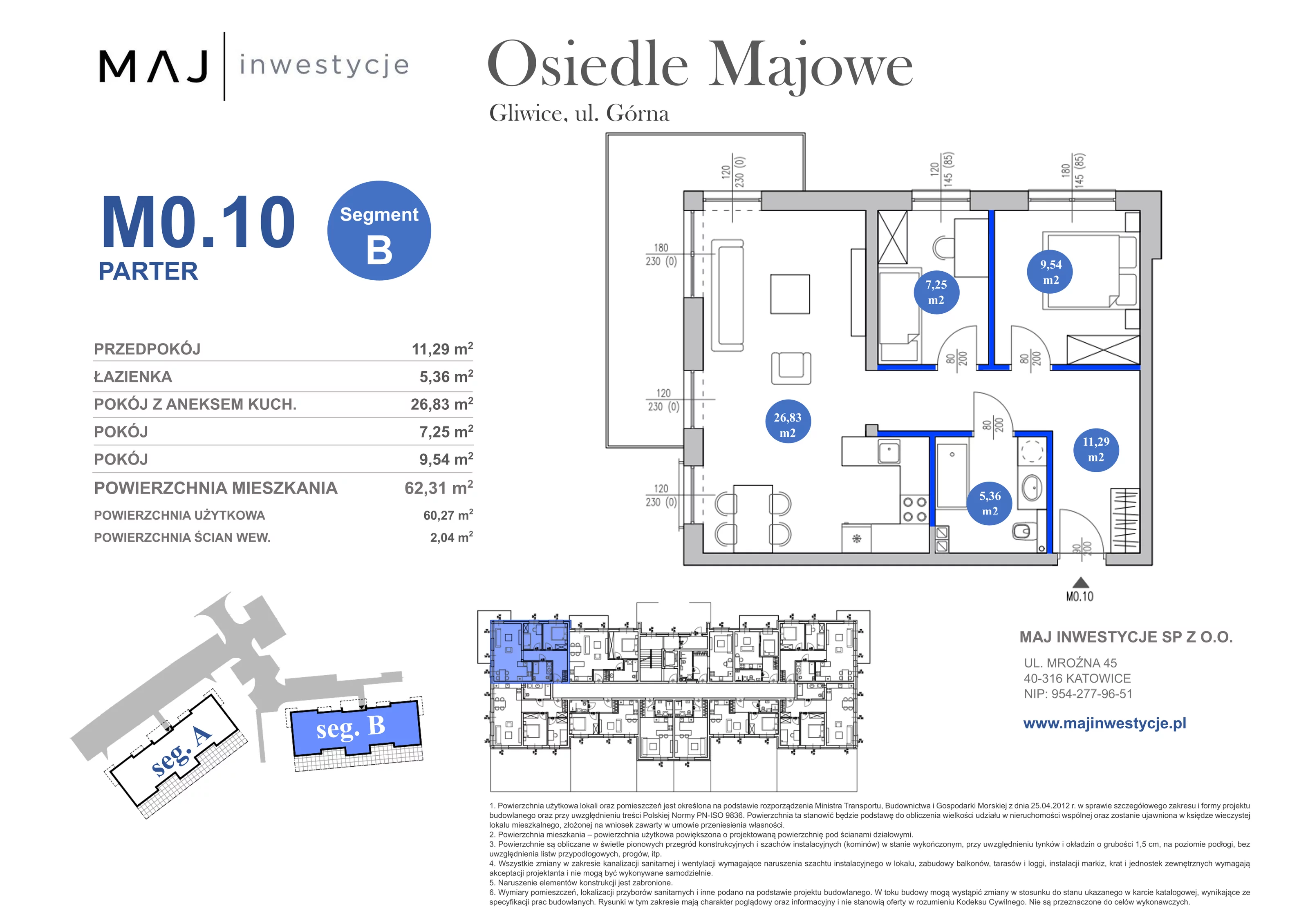 3 pokoje, mieszkanie 62,31 m², parter, oferta nr B0.10, Osiedle Majowe 2.0, Gliwice, Ligota Zabrska, ul. Górna 28C
