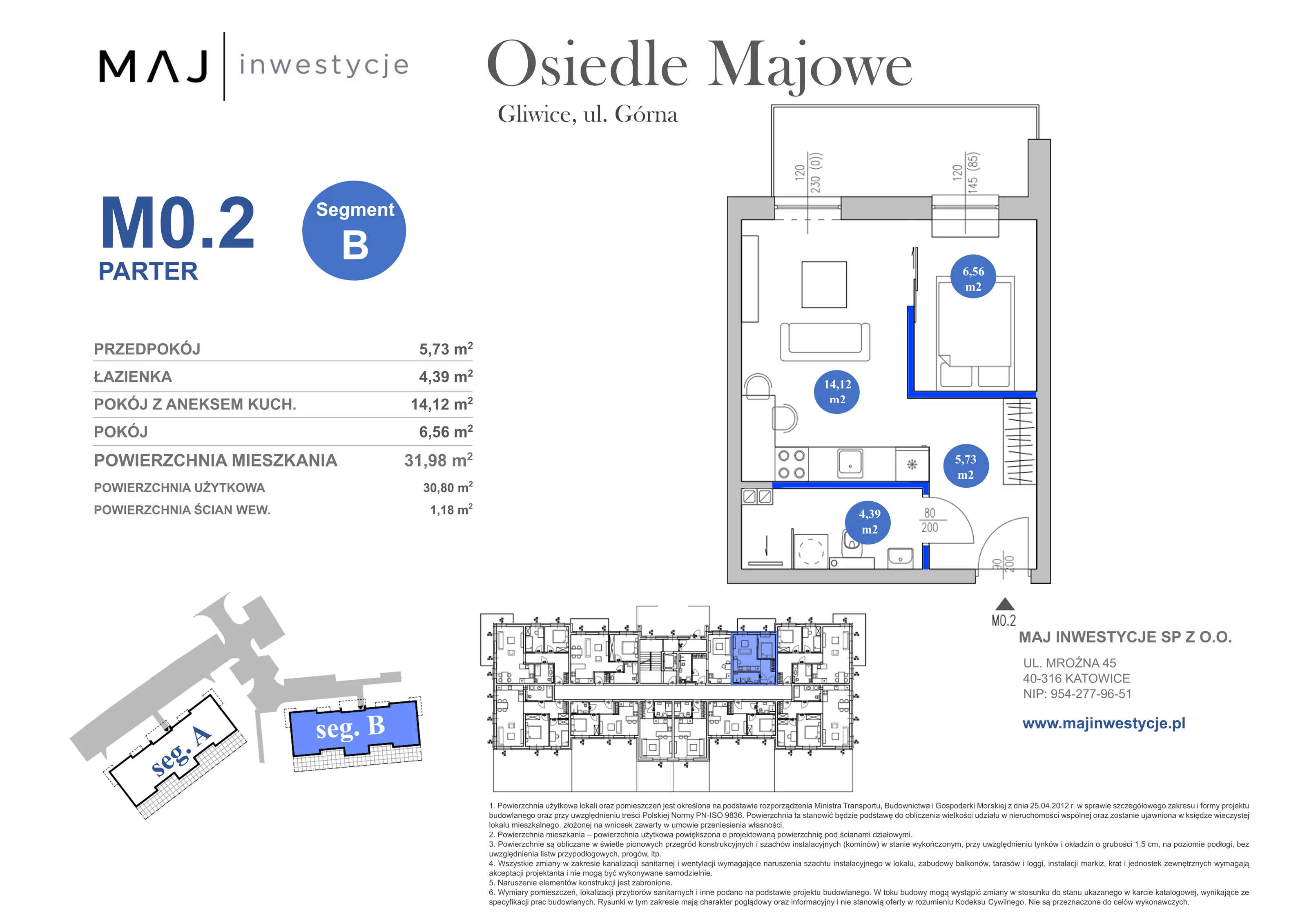 2 pokoje, mieszkanie 31,98 m², parter, oferta nr B0.2, Osiedle Majowe 2.0, Gliwice, Ligota Zabrska, ul. Górna 28C
