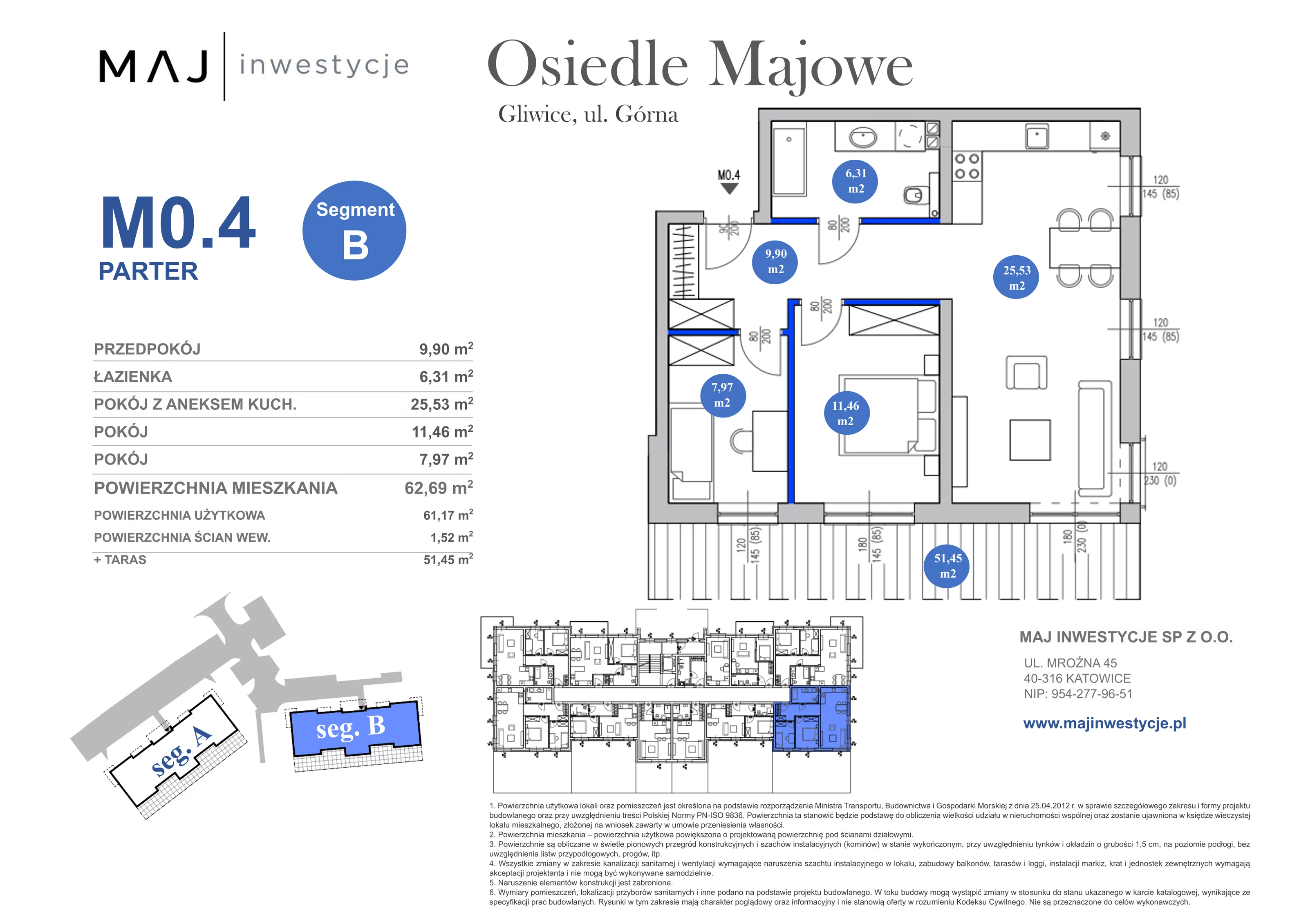 3 pokoje, mieszkanie 62,69 m², parter, oferta nr B0.4, Osiedle Majowe 2.0, Gliwice, Ligota Zabrska, ul. Górna 28C