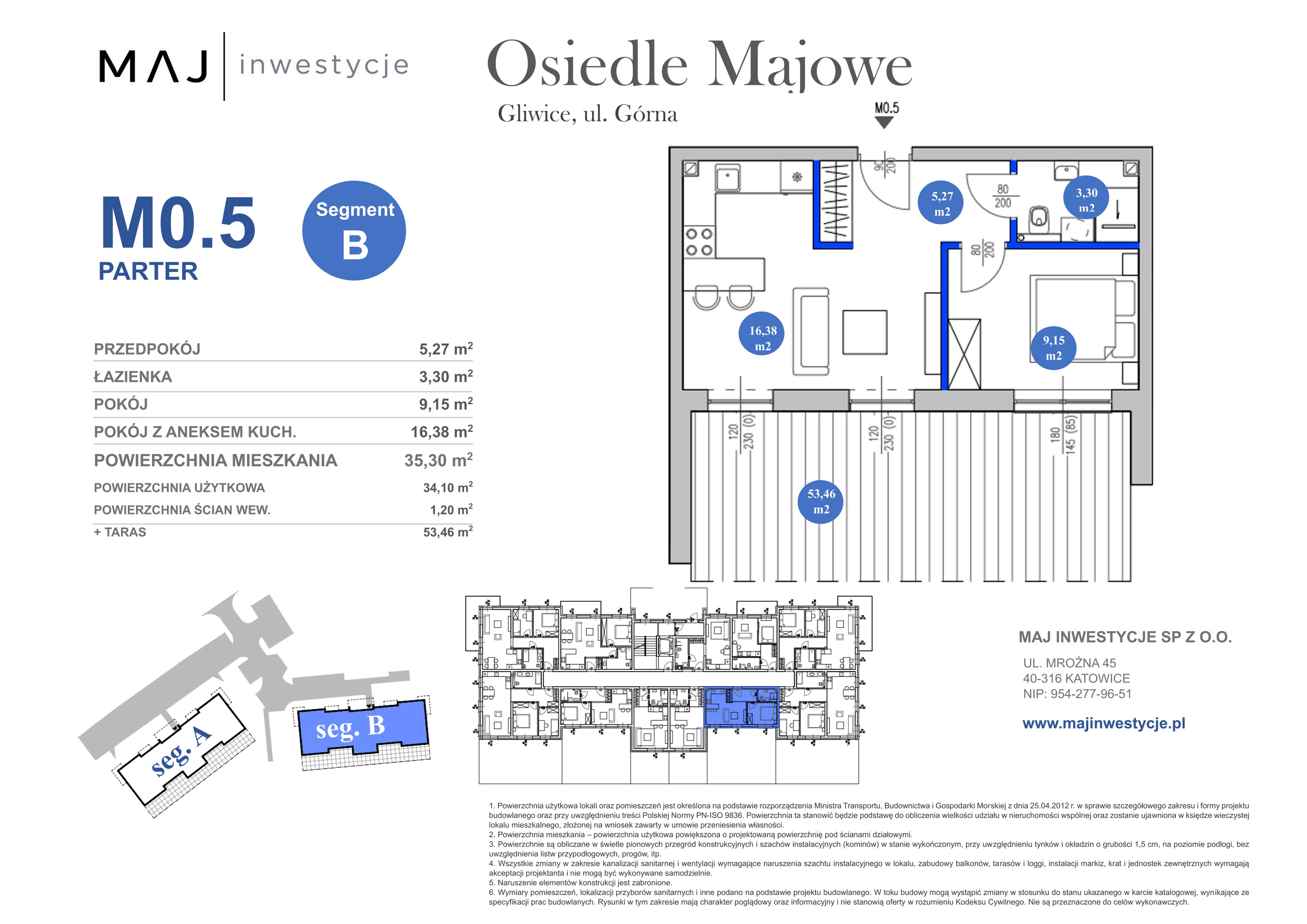 2 pokoje, mieszkanie 35,30 m², parter, oferta nr B0.5, Osiedle Majowe 2.0, Gliwice, Ligota Zabrska, ul. Górna 28C